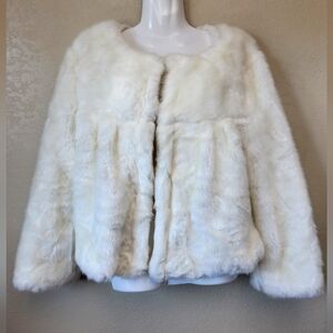 Elegant White Faux Fur Jacket